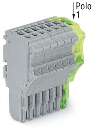 WAGO ELETTRONICA - Spina femmina per 1 conduttore.Push-in CAGE CLAMP®.1,5 mm².grigio, giallo-verde