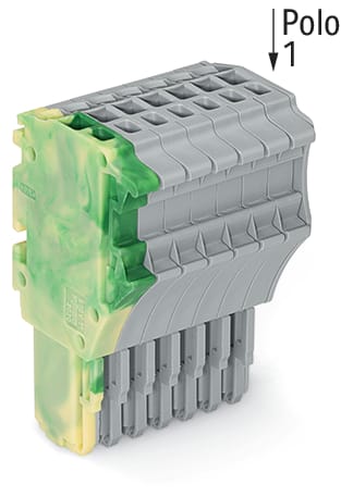 WAGO ELETTRONICA - Spina femmina per 1 conduttore.Push-in CAGE CLAMP®.1,5 mm².giallo-verde/grigio