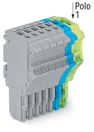 WAGO ELETTRONICA - Spina femmina per 1 conduttore.Push-in CAGE CLAMP®.1,5 mm².grigio, blu, giallo-verde