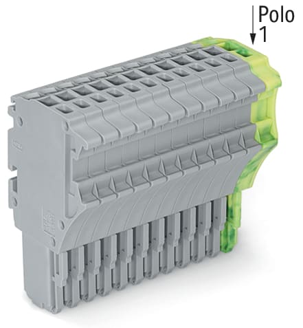 WAGO ELETTRONICA - Spina femmina per 1 conduttore.Push-in CAGE CLAMP®.1,5 mm².grigio, giallo-verde
