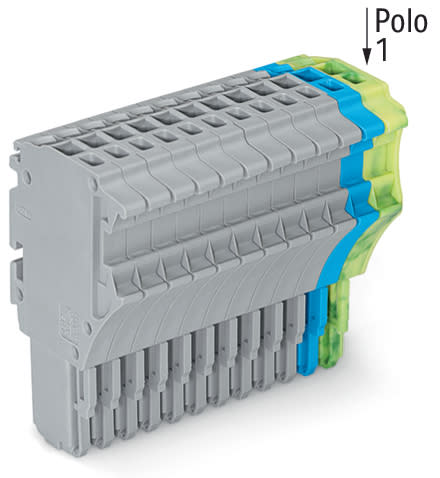 WAGO ELETTRONICA - Spina femmina per 1 conduttore.Push-in CAGE CLAMP®.1,5 mm².grigio, blu, giallo-verde 2020-112/000-038