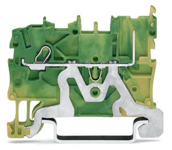WAGO ELETTRONICA - Morsetto di base di terra per 1 conduttore/1 pin.per guida DIN 35 x 15 e 35 x 7,5.Push-in CAGE CLAMP®.verde-giallo