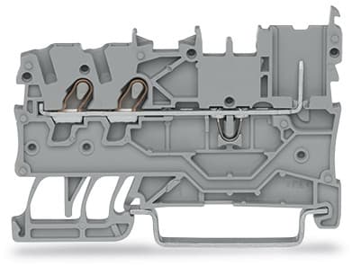 WAGO ELETTRONICA - Morsetto di base per 2 conduttori/1 pin.per guida DIN 35 x 15 e 35 x 7,5.Push-in CAGE CLAMP®.grigio 2020-1301