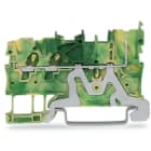 WAGO ELETTRONICA - Morsetto di base di terra per 2 conduttore/1 pin.per guida DIN 35 x 15 e 35 x 7,5.Push-in CAGE CLAMP®.verde-giallo