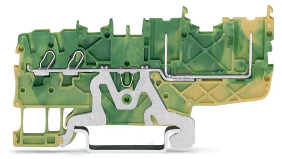 WAGO ELETTRONICA - Morsetto di base di terra per 2 conduttori/2 pin.per guida DIN 35 x 15 e 35 x 7,5.Push-in CAGE CLAMP®.verde-giallo