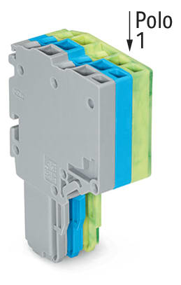 WAGO ELETTRONICA - Connettore femmina per 2 conduttori.Push-in CAGE CLAMP®.1,5 mm².grigio, blu, giallo-verde