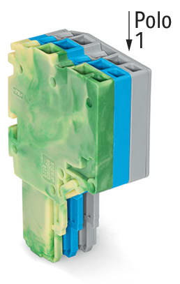 WAGO ELETTRONICA - Connettore femmina per 2 conduttori.Push-in CAGE CLAMP®.1,5 mm².giallo-verde/blu/grigio