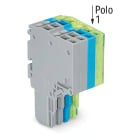 WAGO ELETTRONICA - Connettore femmina per 2 conduttori.Push-in CAGE CLAMP®.1,5 mm².grigio, blu, giallo-verde