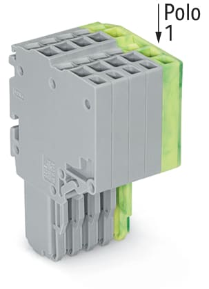WAGO ELETTRONICA - Connettore femmina per 2 conduttori.Push-in CAGE CLAMP®.1,5 mm².grigio, giallo-verde
