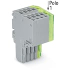 WAGO ELETTRONICA - Connettore femmina per 2 conduttori.Push-in CAGE CLAMP®.1,5 mm².grigio, giallo-verde