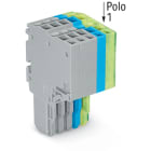 WAGO ELETTRONICA - Connettore femmina per 2 conduttori.Push-in CAGE CLAMP®.1,5 mm².grigio, blu, giallo-verde
