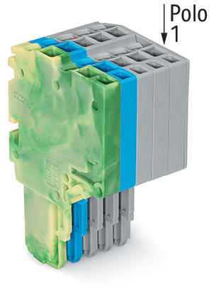 WAGO ELETTRONICA - Connettore femmina per 2 conduttori.Push-in CAGE CLAMP®.1,5 mm².giallo-verde/blu/grigio
