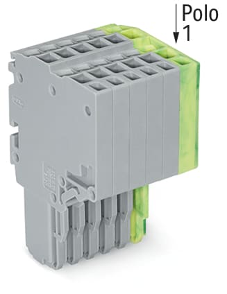 WAGO ELETTRONICA - Connettore femmina per 2 conduttori.Push-in CAGE CLAMP®.1,5 mm².grigio, giallo-verde