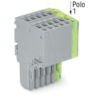WAGO ELETTRONICA - Connettore femmina per 2 conduttori.Push-in CAGE CLAMP®.1,5 mm².grigio, giallo-verde