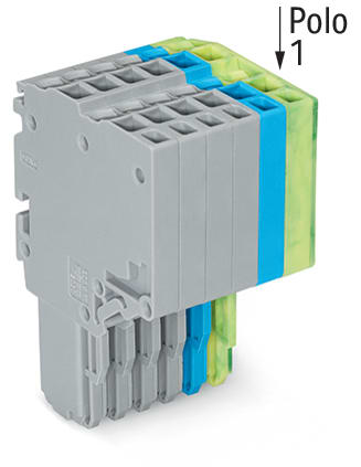 WAGO ELETTRONICA - Connettore femmina per 2 conduttori.Push-in CAGE CLAMP®.1,5 mm².grigio, blu, giallo-verde