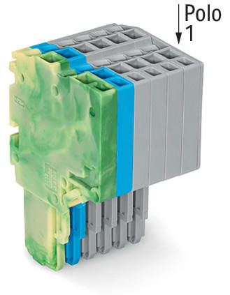 WAGO ELETTRONICA - Connettore femmina per 2 conduttori.Push-in CAGE CLAMP®.1,5 mm².giallo-verde/blu/grigio