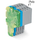 WAGO ELETTRONICA - Connettore femmina per 2 conduttori.Push-in CAGE CLAMP®.1,5 mm².giallo-verde/blu/grigio