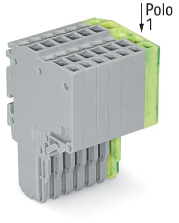 WAGO ELETTRONICA - Connettore femmina per 2 conduttori.Push-in CAGE CLAMP®.1,5 mm².grigio, giallo-verde