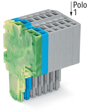 WAGO ELETTRONICA - Connettore femmina per 2 conduttori.Push-in CAGE CLAMP®.1,5 mm².giallo-verde/blu/grigio