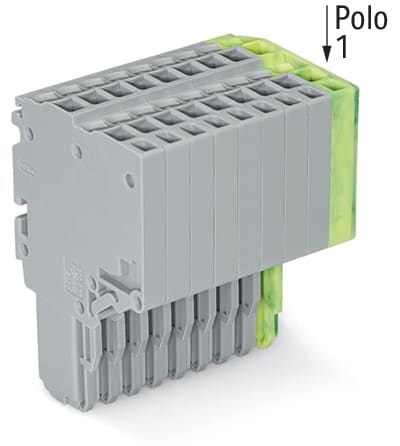 WAGO ELETTRONICA - Connettore femmina per 2 conduttori.Push-in CAGE CLAMP®.1,5 mm².grigio, giallo-verde