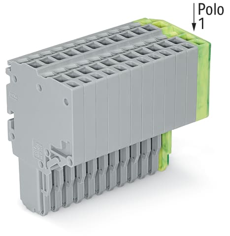 WAGO ELETTRONICA - Connettore femmina per 2 conduttori.Push-in CAGE CLAMP®.1,5 mm².grigio, giallo-verde