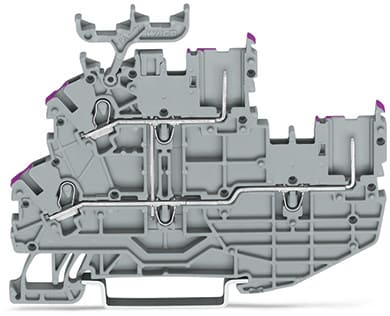 WAGO ELETTRONICA - Morsetto di base a due piani per 2 conduttori/2 pin.Morsetto passante per 2 conduttori/2 pin.L.grigio