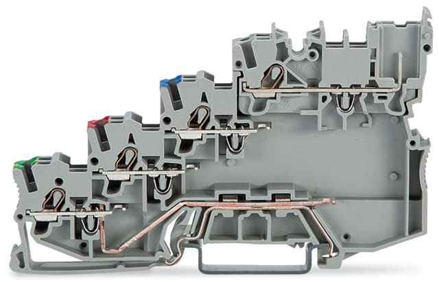 WAGO ELETTRONICA - Morsetto per sensore per 4 conduttori.per sensori PNP (commutazione del positivo).con contatto di terra.grigio