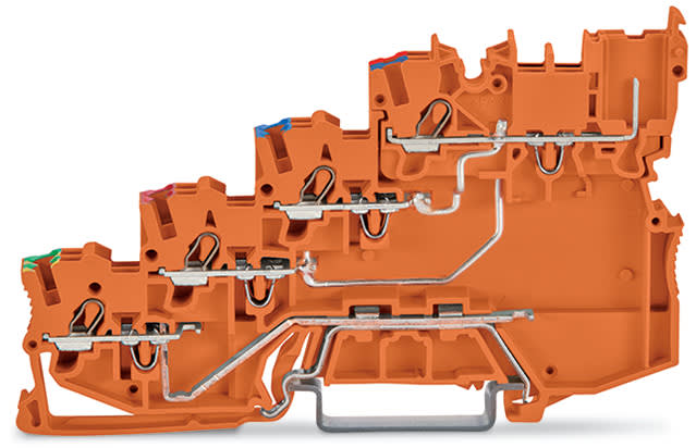 WAGO ELETTRONICA - Morsetto di alimentazione per sensore per 4 conduttori.per sensori PNP (commutazione del positivo).con contatto di terra.arancione