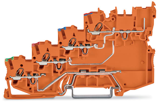 WAGO ELETTRONICA - Morsetto di alimentazione per sensore per 4 conduttori.per sensori PNP (commutazione del positivo).con contatto di terra.arancione