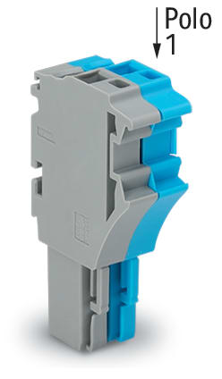 WAGO ELETTRONICA - Spina femmina per 1 conduttore.Push-in CAGE CLAMP®.4 mm².grigio, blu, giallo-verde