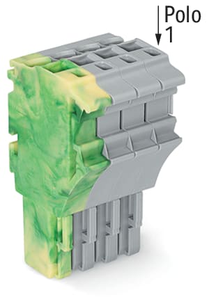 WAGO ELETTRONICA - Spina femmina per 1 conduttore.Push-in CAGE CLAMP®.4 mm².giallo-verde/grigio 2022-104/000-037