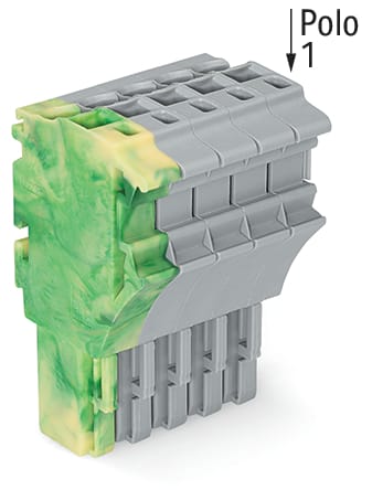 WAGO ELETTRONICA - Spina femmina per 1 conduttore.Push-in CAGE CLAMP®.4 mm².giallo-verde/grigio