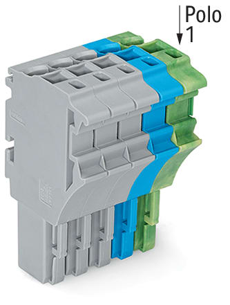 WAGO ELETTRONICA - Spina femmina per 1 conduttore.Push-in CAGE CLAMP®.4 mm².grigio, blu, giallo-verde