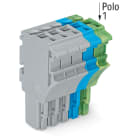 WAGO ELETTRONICA - Spina femmina per 1 conduttore.Push-in CAGE CLAMP®.4 mm².grigio, blu, giallo-verde