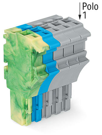 WAGO ELETTRONICA - Spina femmina per 1 conduttore.Push-in CAGE CLAMP®.4 mm².giallo-verde/blu/grigio