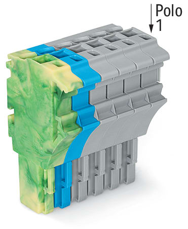 WAGO ELETTRONICA - Spina femmina per 1 conduttore.Push-in CAGE CLAMP®.4 mm².giallo-verde/blu/grigio
