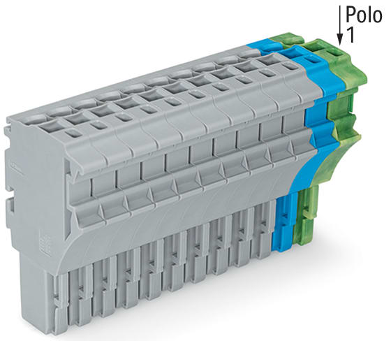 WAGO ELETTRONICA - Spina femmina per 1 conduttore.Push-in CAGE CLAMP®.4 mm².grigio, blu, giallo-verde