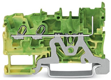WAGO ELETTRONICA - Morsetto di base di terra per 2 conduttore/1 pin.2,5 mm².per guida DIN 35 x 15 e 35 x 7,5.verde-giallo