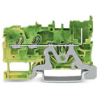 WAGO ELETTRONICA - Morsetto di base di terra per 2 conduttore/1 pin.2,5 mm².per guida DIN 35 x 15 e 35 x 7,5.verde-giallo