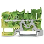WAGO ELETTRONICA - Morsetto di base di terra per 2 conduttore/1 pin.2,5 mm².per guida DIN 35 x 15 e 35 x 7,5.verde-giallo