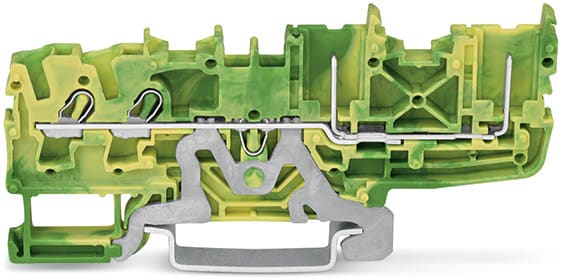 WAGO ELETTRONICA - Morsetto di base di terra per 2 conduttori/2 pin.2,5 mm².per guida DIN 35 x 15 e 35 x 7,5.verde-giallo