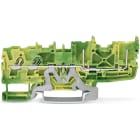 WAGO ELETTRONICA - Morsetto di base di terra per 2 conduttori/2 pin.2,5 mm².per guida DIN 35 x 15 e 35 x 7,5.verde-giallo