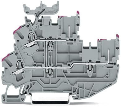 WAGO ELETTRONICA - Morsetto di base a due piani, 2 conduttori/2 pin.Morsetto passante per 2 conduttori/2 pin.2,5 mm².grigio