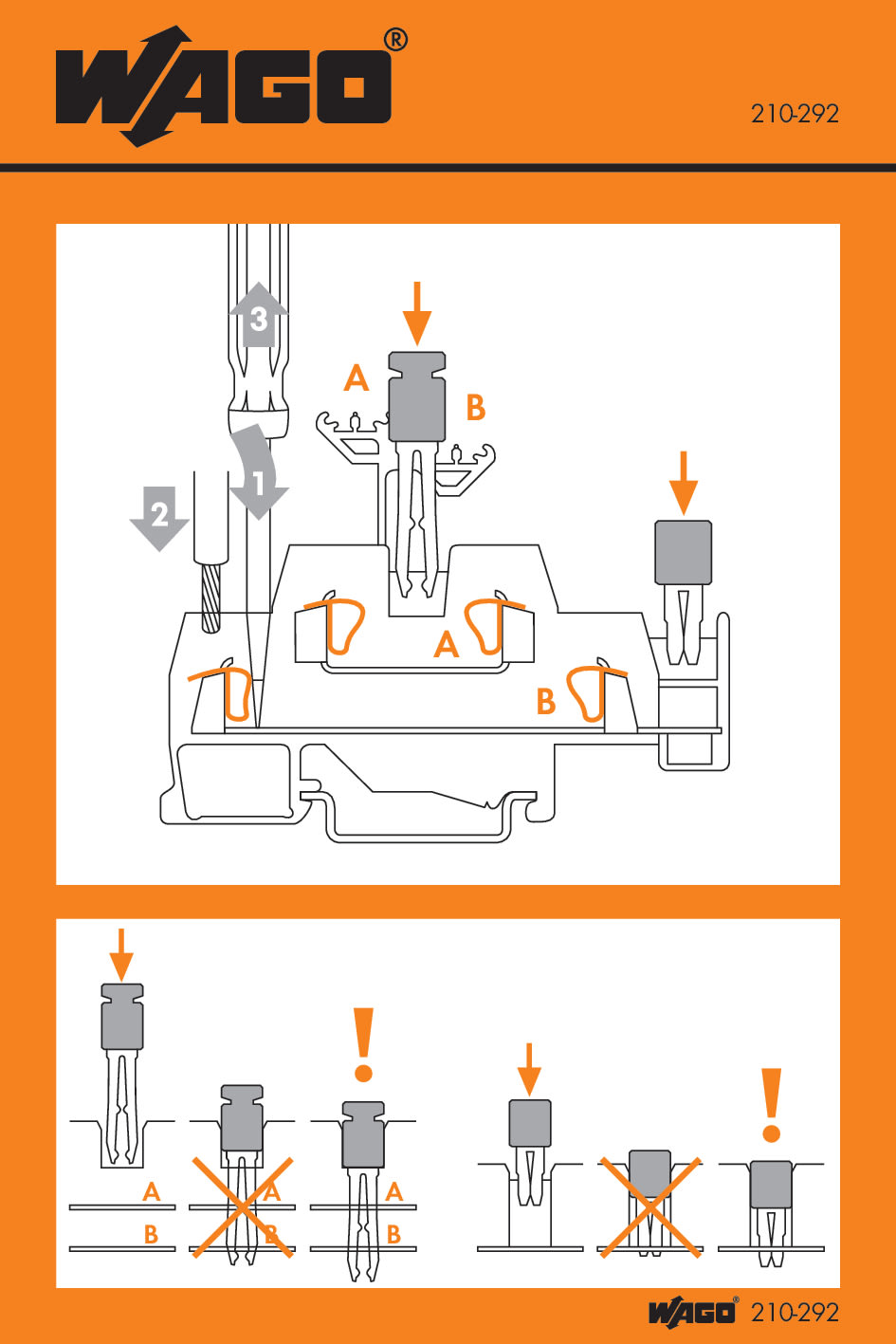 WAGO ELETTRONICA - Etichette adesive con istruzioni operative.per morsetti a due e tre piani.Serie da 280 e 281 210-292