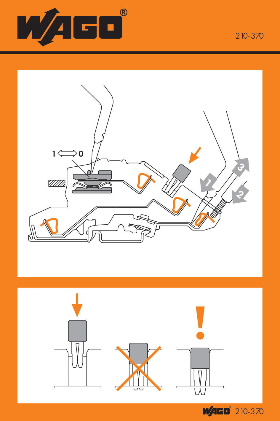WAGO ELETTRONICA - Etichette adesive con istruzioni operative.per morsetti sezionatori TOPJOB®.Serie 777, da 780 a 784