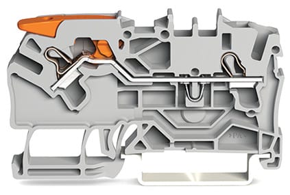 WAGO ELETTRONICA - Morsetto passante per 2 conduttori.con leva e Push-in CAGE CLAMP®.2,5 mm².grigio