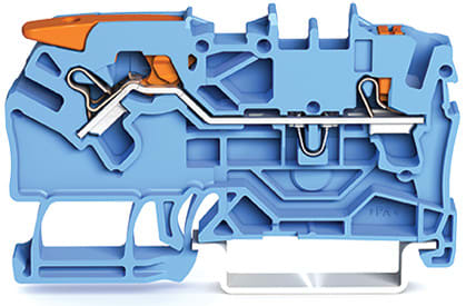 WAGO ELETTRONICA - Morsetto passante per 2 conduttori.con leva e pulsante.2,5 mm².blu