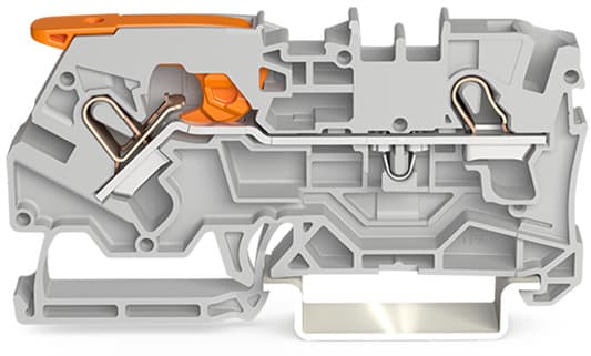 WAGO ELETTRONICA - Morsetto passante per 2 conduttori.con leva e Push-in CAGE CLAMP®.4 mm².grigio 2104-1201