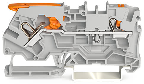 WAGO ELETTRONICA - Morsetto passante per 2 conduttori.con leva e pulsante.4 mm².grigio