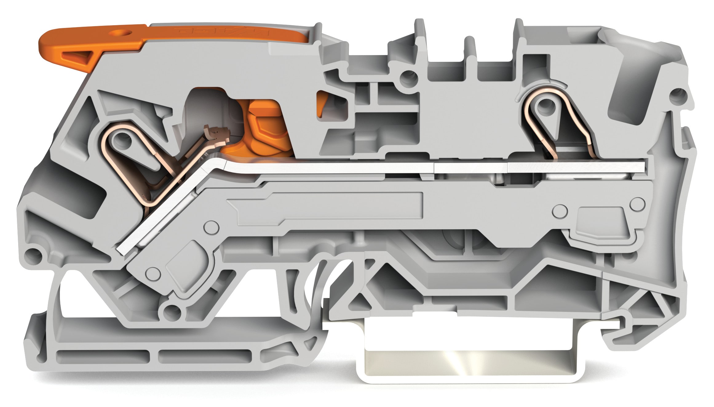 WAGO ELETTRONICA - Morsetto passante per 2 conduttori.con leva e Push-in CAGE CLAMP®.6 mm².grigio 2106-1201